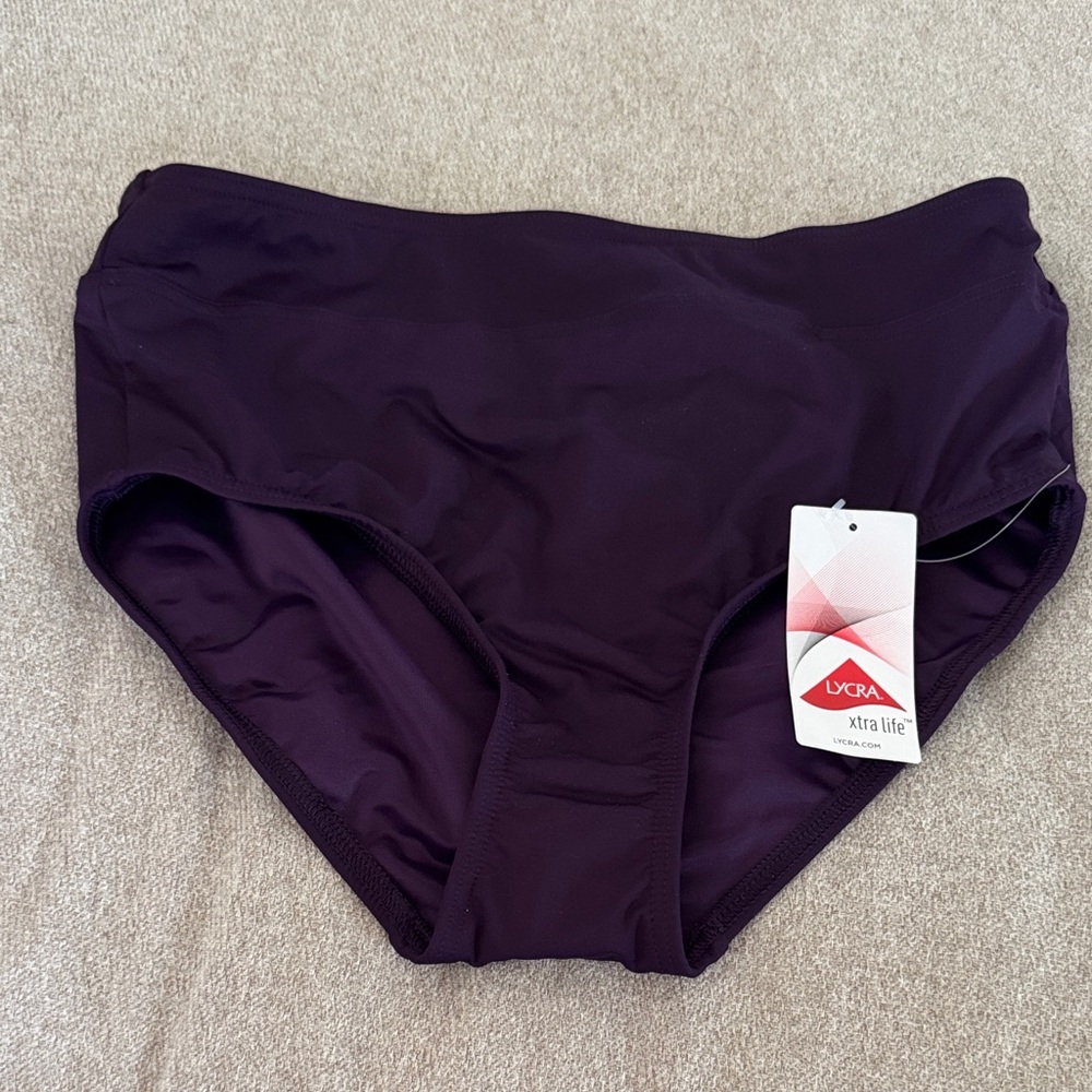 Lands' End Women’s High-Waist Swim Brief in Deep Plum